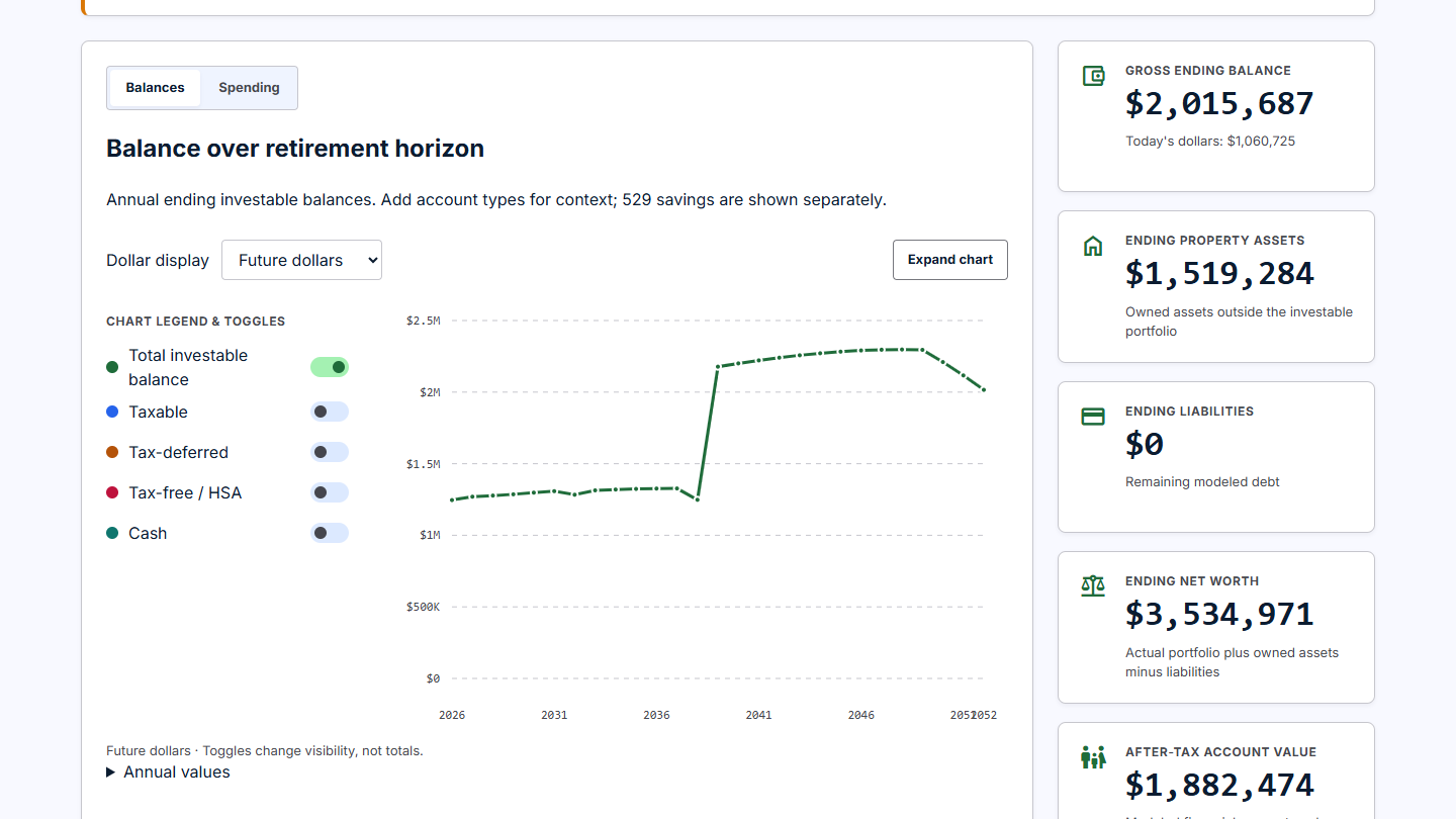 YARCalc product screen demonstrating understand how your plan changes over time.